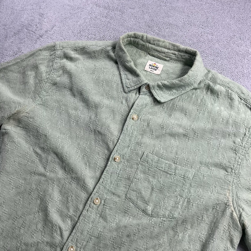 Marine Layer Shirt Mens Small Green Huckberry Resort Cotton Tencel Surf Preppy